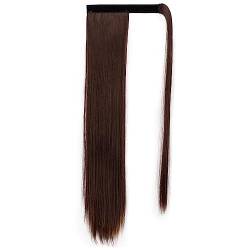 Lange Pferdeschwanz-Haarverlängerungen, natürlich, weich, umwickeln, gerade, Clip-in-Pferdeschwanz-Perücke für Damen-Haarteil (Style 5, 60cm) von Yoisdtxc