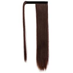 Lange Pferdeschwanz-Haarverlängerungen, natürlich, weich, umwickeln, gerade, Clip-in-Pferdeschwanz-Perücke für Damen-Haarteil (Style 7, 60cm) von Yoisdtxc