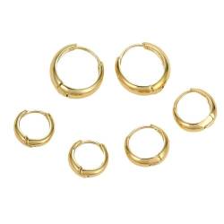 Minimalistische Kreolen, geometrisches Kupfer, Set mit 3 Kreisformen, Schmuck für Damen, leicht, langlebig, perfektes Geschenk, Kunststoff, Harz, Sekundärer Stein von Yokawe