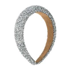 Strass-Stirnband für Damen, rutschfest, glänzend, mit Strasssteinen, eingelegtes Stirnband, erhöhtes Design, Kopfbedeckung, Silber von Yokawe