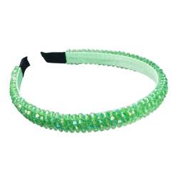Trendiges Stirnband, modisch, leicht, mit Kunstkristall-Details, vielseitiges, praktisches Stirnband für Haar-Accessoire, Grün von Yokawe