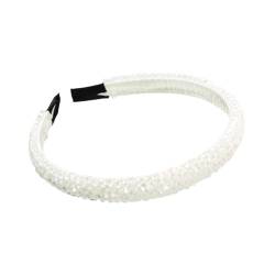 Trendiges Stirnband, modisch, leicht, mit Kunstkristall-Details, vielseitiges, praktisches Stirnband für Haar-Accessoire, Weiß von Yokawe