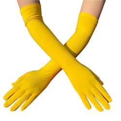 Yokawe 1 Paar Lange Handschuhe Milchseide Frauen Tanzen Cosplay Lange Handschuhe Party Vollfingerhandschuhe Opernhandschuh Gelb von Yokawe