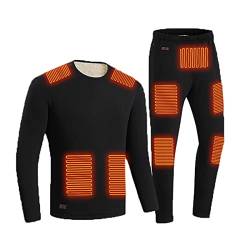 Yokbeer 2-teiliges Fleece Liend Beheiztes Baselayer-Set Winterwarme Beheizte Unterwäsche-Sets Herren Damen Beheizbares Oberteil und Hose Ohne Akku (Color : Schwarz, Size : L) von Yokbeer