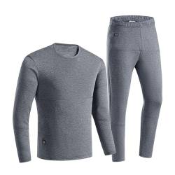 Yokbeer Beheizbare Unterwäsche Herren, 22 Zonen Heizung Thermounterwäsche Set USB Elektrisch Beheizte Kleidung Top Hose, 3 Gang Temperaturregelung (Color : Men's Gray, Size : L) von Yokbeer