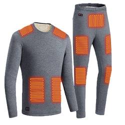 Yokbeer Beheiztes Thermo-Unterwäsche-Set für Herren und Damen, USB-elektrische Lange Schneegamaschen, Geeignet für Motorräder im Freien (Color : Gray, Size : 4XL) von Yokbeer