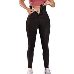 Yokbeer Damen Bauchweg Leggings | Figurformende Body Shaper Kompressionsleggins | Bauch Weg Shaping Leggins Hose Schwarz (Size : XXL) von Yokbeer