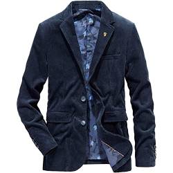 Yokbeer Sakko Herren Regular Fit Cord Casual Blazer Sakko Herren Hochzeitsanzug Herren Jackett Sakko Herren Große Größen für Freizeit Blazer Sportsakko (Color : Blue, Size : 4XL) von Yokbeer