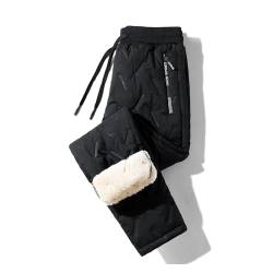 Yokbeer Verdickte Lässige Warme Fleece Jogginghose, Herren Wintermänner Jogginghose, Winter Warme Freizeithose Lounge Baumwollhose mit Taschen (Color : Black B, Size : 5XL) von Yokbeer