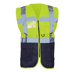 Yoko Hi-Vis Premium Executive Weste für Männer (2XL) (Neongelb/Marineblau) von Yoko