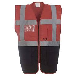 Yoko Hi-Vis Premium Executive Weste für Männer (XL) (Rot/Schwarz) von Yoko