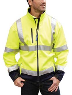 Yoko Hi-Vis Softshell Jacke für Männer (4XL) (Neongelb/Marineblau) von Yoko