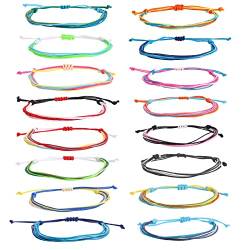 16 Stück Seil Armband Geflochten Wrap Freundschaft Geflochtenes Armband Damen Teen Mädchen Verstellbares Handgeflochtenes Armband Welle Surf Armband Strand Fußkettchen Boho Seil Armband Set Sommer von Yolev