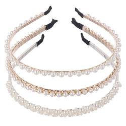 3 Stück Perlen Stirnbänder Weiße Faux Perlen Haarreif Braut Stirnbänder Frauen Headband Haarreifen Damen Mädchen Hochzeit Haarschmuck Hair Accessories Women von Yolev