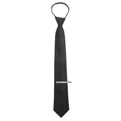 Herren Schwarze Krawatte Pre-Tie Reißverschluss Krawatten mit Krawattenklammer Verstellbare Krawatte für Herren Hochzeits Kostüm Zubehör von Yolev