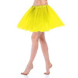 Tüllrock Damen Tutu Klassisch Elastisch 3 Lagig Tüll Tüllrock Gelb 80er Rock Tütü Dirndl Damen Kurz Dance Dress Up Party Zubehör Ballett Tanzkleidung Ballettkleidung 80er Jahre Outfit Damen von Yolev