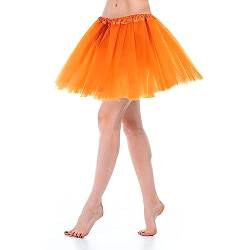 Tüllrock Damen Tutu Klassisch Elastisch 3 Lagig Tüll Tüllrock Orange 80er Rock Tütü Dirndl Damen Kurz Dance Dress Up Party Zubehör Ballett Tanzkleidung Ballettkleidung 80er Jahre Outfit Damen von Yolev