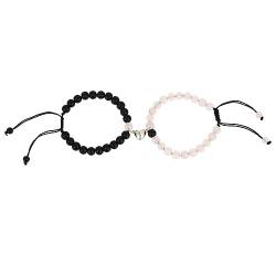 Yolev 2 Stück Magnetische Paar Armbänder Damen Herren Partnerarmbänder Ewige Beziehung Fernarmbänder Herzförmige Pärchen Armband Set mit Schnur für Freund Freundin Liebhaber Freundschaftsarmbänder von Yolev