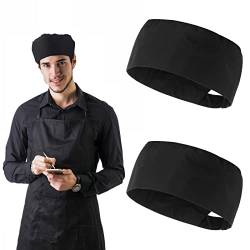 Yolev 2 Stücke Kochmütze Herren Küche Kochen Food Service Cap Kochmütze Damen Verstellbare Küche Hut für Kochen Servieren Andere Kochhaube Jobs Schwarz von Yolev