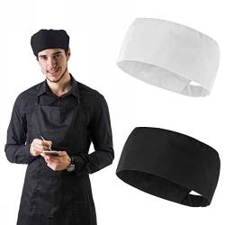 Yolev 2 Stücke Kochmütze Herren Küche Kochen Food Service Cap Verstellbare Schwarzer Hut kochmützen Food Service Cap für Koch Mütze Servieren und Andere Jobs Schwarz Damen von Yolev