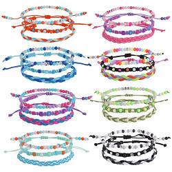 Yolev 24 Stück Boho Seil Armband Schnur Wasserdicht Multicolor Armbänder Strand Seil Armband Frauen Boho Handgemachtes Schmuckset Freundschaftsarmband Mädchen von Yolev