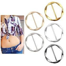 Yolev 5 Stück Metall T Shirt Clips Seiden Schal Ring Clip T Shirt Krawatten Clips Kleidungs Eckknopf Metall runder Kreis Clip Schnalle Kleidungsring Wickelhalter für Frauen und Mädchen von Yolev