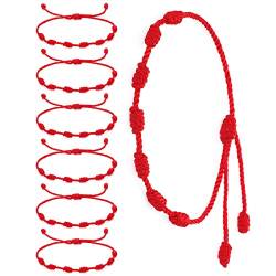 Yolev 6 Stück Rotes Armbänder VerstellbaresRotes Seil Armband Rot Geknotet Kabbalah Roter Knoten Seil Armband Amulett Handgefertigtes Freundschafts Schutz Armband von Yolev