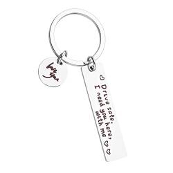 Yolev Auto Schlüsselanhänger Safe Driving Driver Schlüsselanhänger für Freund Ehemann Vater Valentinstag(Silber) von Yolev