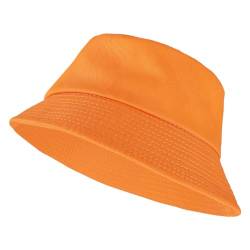 Yolev Fischerhut Damen Eimerhut Einfarbig Sonnenblende Bucket Hat mit UV Schutz Sonnen Hut Orange Faltbar Sommer Outdoor Sporthut Anglerhut Herren von Yolev