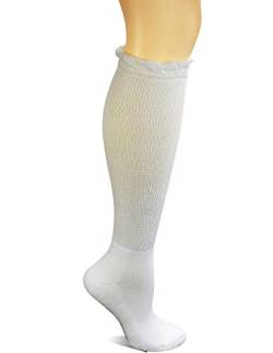 Yomandamor Damen Unverbindlicher Spitze Bambus Knie Hallo Boot-Diabetic Socken mit Seamless Toe Groß (Socke Größe: 9-11) 4 Paar Weiß von Yomandamor