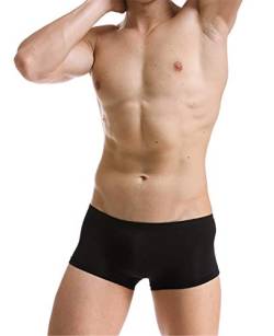 Yomie Boxershorts Herren Retroshorts Unterhosen Unterwäsche Retropants Männer in Klassischen Farben, Schwarz, L von Yomie