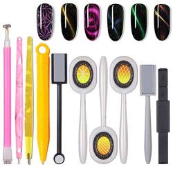 Nail Art Werkzeug Magnetstift, 10 Stück Nagel Magnet Stick Tool Set, Nagel Magnet Stift und Starker Magnet Stock Punktierungsstifte für DIY 3D Magnetisches Katzenauge UV Gel Polnisch Nagel Kunst von Yomiin