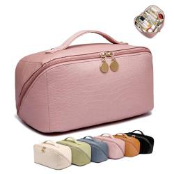 Make-up-Tasche, Kosmetiktasche mit großem Fassungsvermögen für Damen, Pink, Large von Yomiky