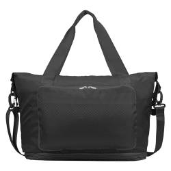 Yomisee Reisetasche Damen Weekender Bag Handgepäck Tasche Sporttasche Travel Duffle Bag Kliniktasche Geburt Fitnesstasche Trainingstasche für Flugzeug Reisen (Schwarz) von Yomisee