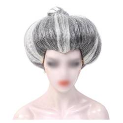 1pcs Bun Is Cos Graue Kopfbedeckung Haarstück Kopfdecke 12 -zoll -toupe für Halloween Kostüm Daily Life Cosplay Party Stiefmutter von YonYeHong