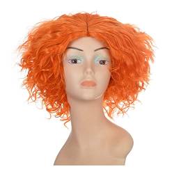 1pcs Kurzes Lockiges Haar Perücken Cos Orange Haar Kopfbedeckung Haarteil Perücke Kopfdecke 22 Cm Toupe Periwig für Halloween Kostüm Daily Life Cosplay Party von YonYeHong