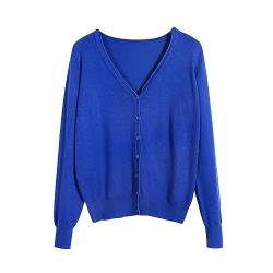 Damen -Strickjacke Solid Strick Pullover Jacke Top Casual Button Gegen Hals Lose Cardigans für Das von YonYeHong