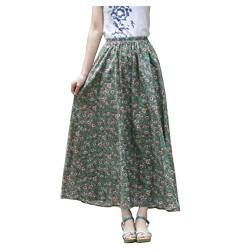Frauen Lässig Röcke A-line Rock Blumendruck Langen Rocktaschen Hoch Elastische Taillenröcke von YonYeHong