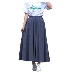 Frauen Lässige Röcke mit Soliden Farbe A-line-Rock Langer Rock Hohe Elastische Taillenröcke von YonYeHong