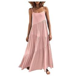 Frauen Slip -Kleid Ärmelloses Festes Farben Dress Flow Swing Casual Lont Lose Kleid von YonYeHong