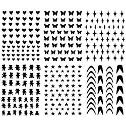 Nagelaufkleber Hohler Vorlage Französische Maniküre Herz Schmetterling Sterne Nagelkunst Streifenbandlinien Nägel Abziehbilder Streifen von YonYeHong