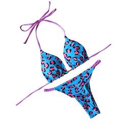 YonYeHong Frauen 2 -teiliges Bikini Set Halholter Schnürung Badeanzug Druck Tanga von YonYeHong