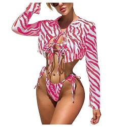 YonYeHong Frauen Bikini Set 3pcs Schnüren -up Tanga Tanga Bottoms Cover Up Print Badeanzug Badebekleidung von YonYeHong