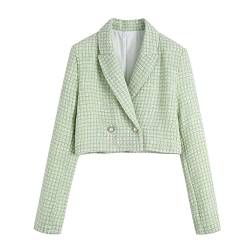 YonYeHong Frauen Kurz Texturanzug Jacke Blazer Revers Casual Anzug Blazer Long Sleeve für Das Tägliche Leben von YonYeHong