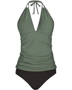 Yonique Damen Push-Up Zweiteiliger Badeanzug, Grün (Army Green), Large von Yonique