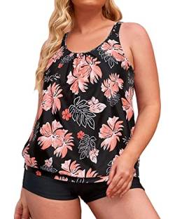 Yonique Übergröße Blouson Tankini Badeanzüge für Frauen Tankini Tops mit Boyshorts zweiteiliger Badeanzüge - - 44 Mehr von Yonique