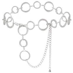 YooAi O-Ring Kettengürtel Taille Gürtel Glieder Für Frauen Metall Link Kette Geschenk Silber 120cm von YooAi