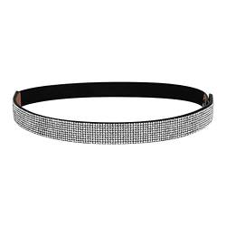 YooAi Silver Belts for Women Dress Rhinestone Skinny Elastic Waist Belt for Women Ladies Girls Black S von YooAi