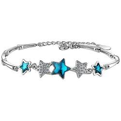 YooAi Zirkonia Armband Star verstellbare Kette Armbänder für Frauen Sparkle Charm Schmuck Geschenke Star Blue von YooAi