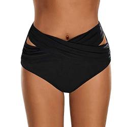 Yoofeiduoduo triangel bikini damen Bauchweg Badeshorts High Waist Bikinislip Schwarze Bikinihose Bauch Weg Effekt Basic Brief Cutout Hohe Taille Oversize mit Hohem Bund Hose Bottom Schwimmen Slip, L von Yoofeiduoduo